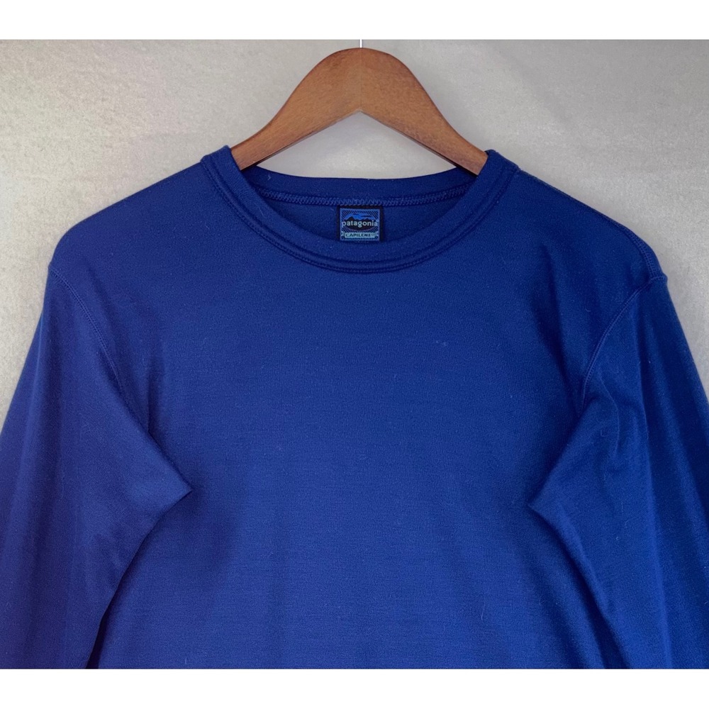 VINTAGE‎ Patagonia Capilene Medium Blue Long Sleeve Base Layer Shirt Made in USA
